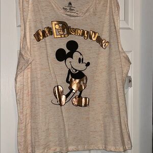 Disney Cream Tank Top with Gold Mickey Graphic